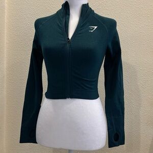 Gymshark Deep Teal Vital Seamless Cropped Zip